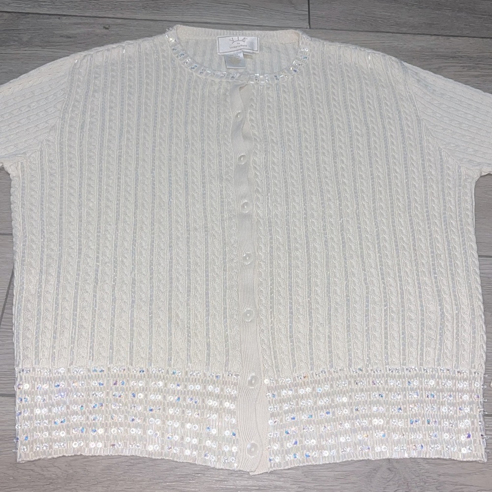 Vintage Victoria Royal SILK beaded cardigan size medium